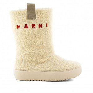 Kotníková obuv marni logo embroidered faux shearling boots bílá 33