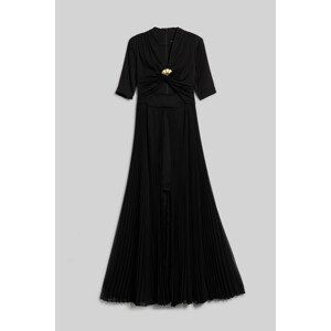 Šaty karl lagerfeld pleated fan maxi dress černá 40