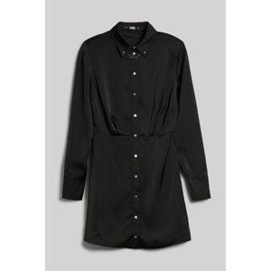 Šaty karl lagerfeld karl charm satin shirt dress černá 40