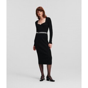 Šaty karl lagerfeld lslv logo knit dress černá xl