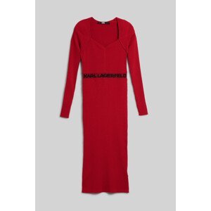 Šaty karl lagerfeld lslv logo knit dress červená xs