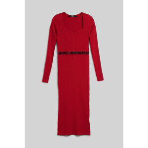 Šaty karl lagerfeld lslv logo knit dress červená s