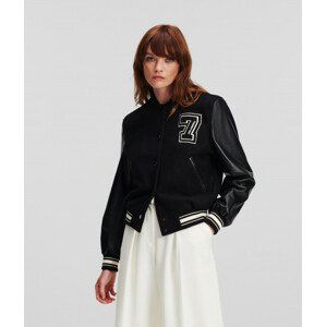 Bunda karl lagerfeld wool & leather varsity bomber černá 42