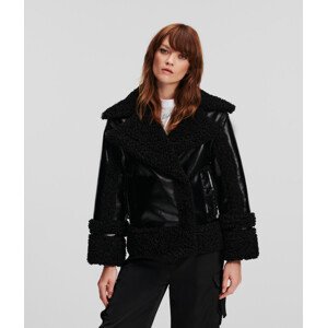 Bunda karl lagerfeld faux shearling jacket černá xs