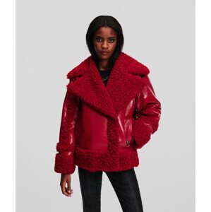 Bunda karl lagerfeld faux shearling jacket červená s