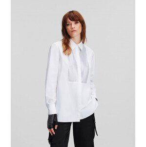 Košile karl lagerfeld rhinestone bib evening shirt bílá 48