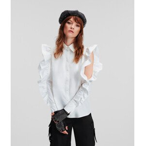 Košile karl lagerfeld ruffle slv poplin shirt bílá 40