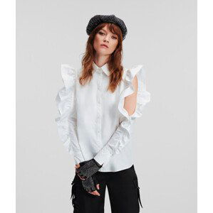 Košile karl lagerfeld ruffle slv poplin shirt bílá 42