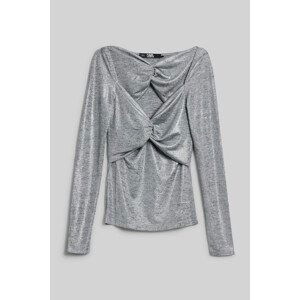 Top karl lagerfeld shiny twist lslv evening top šedá m