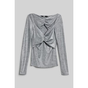 Top karl lagerfeld shiny twist lslv evening top šedá l