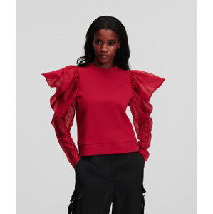 Mikina karl lagerfeld fabric mix sweatshirt červená xs