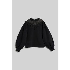 Mikina karl lagerfeld fan lace sweatshirt černá xs