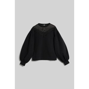 Mikina karl lagerfeld fan lace sweatshirt černá s