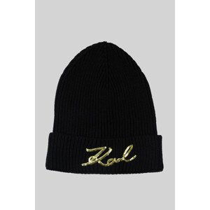 Čepice karl lagerfeld k/signature wool beanie černá none