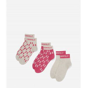 Ponožky 3-pack karl lagerfeld k/monogram short socks 3p růžová none
