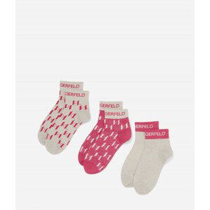 Ponožky 3-pack karl lagerfeld k/monogram short socks 3p pink/multi