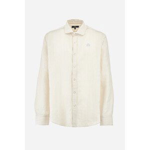 Košile la martina man shirt l/s striped linen ca hnědá l