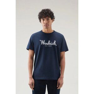 Tričko woolrich embroidered logo t-shirt modrá l