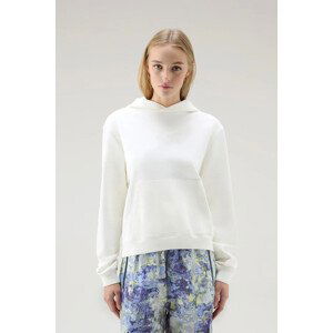 Mikina woolrich cotton fleece logo hoodie bílá m