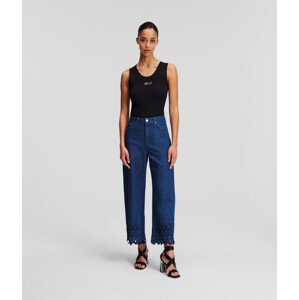 Džíny karl lagerfeld embroidered denim culottes modrá 26