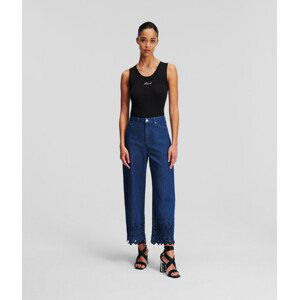 Džíny karl lagerfeld embroidered denim culottes mid blue denim