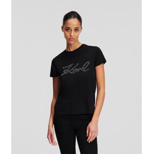 Tričko karl lagerfeld rhinestone logo t-shirt černá s