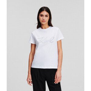 Tričko karl lagerfeld rhinestone logo t-shirt černá s