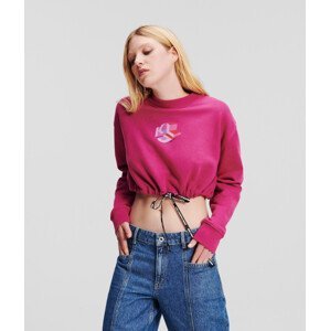 Mikina karl lagerfeld jeans klj relaxed cropped sweat růžová xs