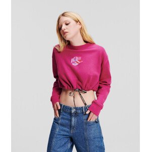 Mikina karl lagerfeld jeans klj relaxed cropped sweat růžová s