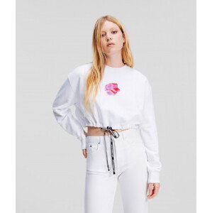 Mikina karl lagerfeld jeans klj relaxed cropped sweat bílá l