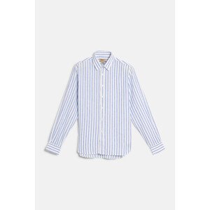Košile woolrich cotton linen shirt large blue stripe