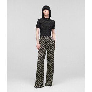 Kalhoty karl lagerfeld printed monogram satin pants šedá 38