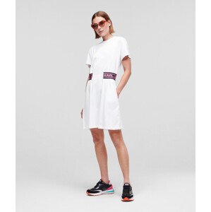 Šaty karl lagerfeld jersey dress w/logo waist bílá l