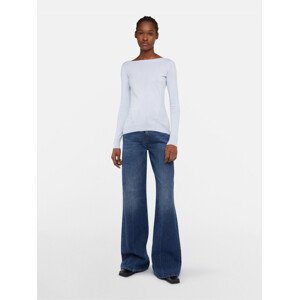 Džíny trussardi 5 pocket high waist a line flared denim blue modrá 30