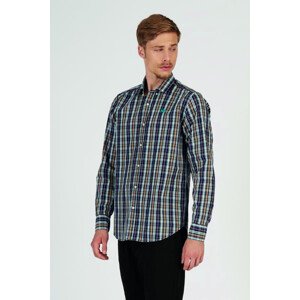 Košile la martina man shirt l/s checked poplin hnědá m