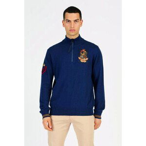 Svetr la martina man tricot half zip cotton woo modrá l