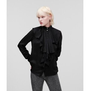 Košile karl lagerfeld logo jacquard ruffle shirt černá 38