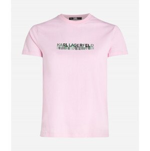 Tričko karl lagerfeld seasonal logo regular t-shirt růžová m