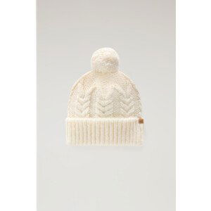 Čepice woolrich wool pom-pom beanie bílá s