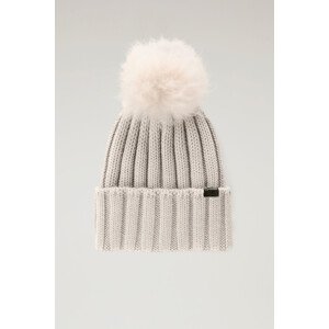 Čepice woolrich beanie cashmere pom-pom hnědá s