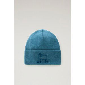 Čepice woolrich unisex cotton wool beanie modrá m