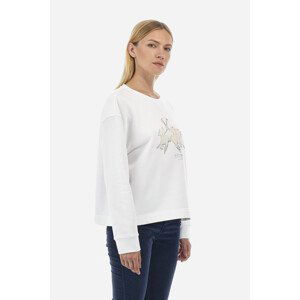 Mikina la martina woman fleece crew neck diagona bílá 2