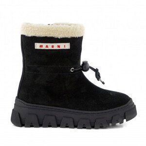 Kotníková obuv marni suede boots logo label and faux shearling lining černá 32