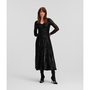 Šaty karl lagerfeld sequin maxi evening dress černá 44