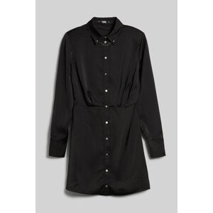 Šaty karl lagerfeld karl charm satin shirt dress černá 48