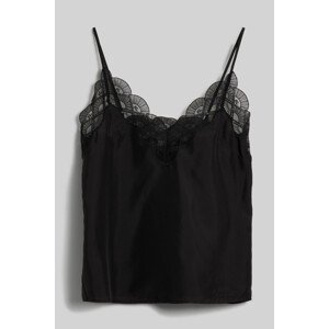 Halenka karl lagerfeld fan lace silk camisole černá 40