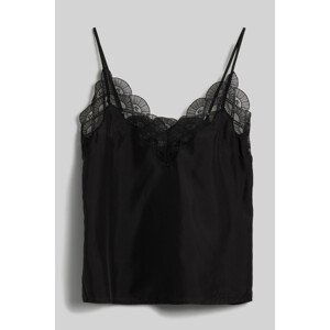 Halenka karl lagerfeld fan lace silk camisole černá 42