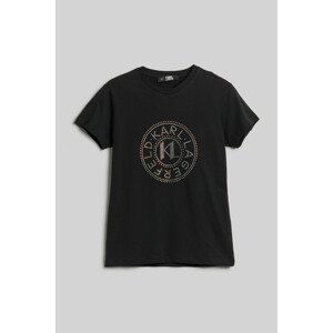 Tričko karl lagerfeld rhinestone logo t-shirt černá xxl