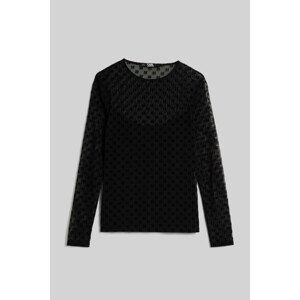 Top karl lagerfeld kl mesh lslv top černá xs