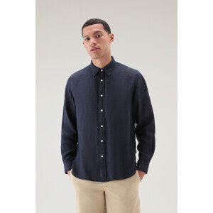 Košile woolrich linen shirt modrá l